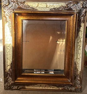 Vtg Mirror Ornate Carved Wood Gilt Frame Rococo Entryway Powder Room 20” X 24” - Picture 1 of 4