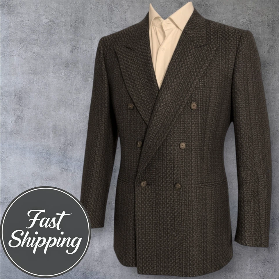 Chaqueta Blazer Abrigo Deportivo JONES NY Vintage Para Hombre Doble Pecho 42R Lana Marrón Foto 1 de 4