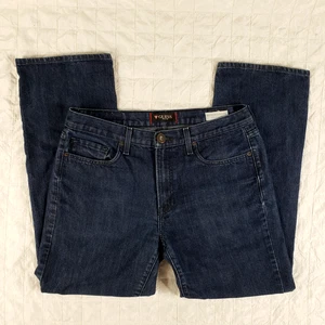 Guess Men 34x30 Regular Straight Crescent Fit Jeans Dark Wash Blue Stretch Denim - Picture 1 of 11