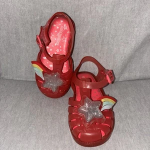 Mini Melissa Toddler Size 7 Pink Rainbow Stars Jelly Sandals - Picture 1 of 11