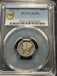 1921-D Mercury Dime PCGS AG3. Strong Detail - Picture 1 of 4
