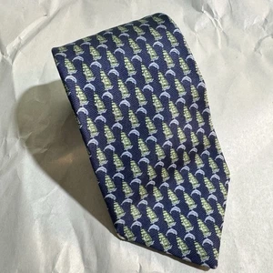 Corbata Thomas Rosa Cuello Seda Londres Azul Delfines/Envíos Estampado 58"x3.25" - Imagen 1 de 6