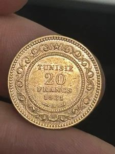 SASA 1901 Tunisia Gold 20 Francs Nice Coin - Picture 1 of 4