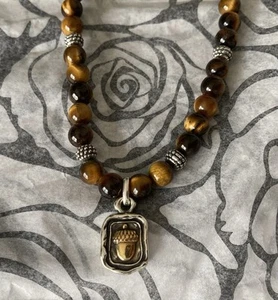 NWTag Brighton Ferrara VIRTUE BEAD ACORN Pendant Tiger Eye Necklace MSRP $118 - Picture 1 of 4