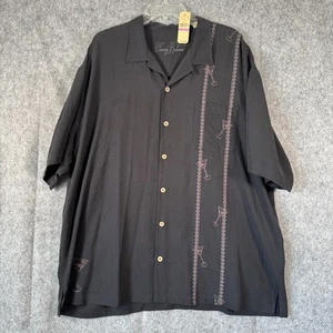 Camicia di seta Tommy Bahama uomo XXL Martini nera ricamata resort hawaiana nuova con etichette - Foto 1 di 8