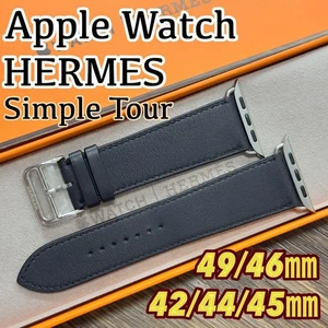 Hermès Blue Indigo Leather Apple Watch Band for 42-49mm Models Durable Coated - Photo 1 sur 9