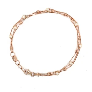 Elegantes 3-lagiges Roségold Kettenarmband - 22 Karat Gold. - Bild 1 von 6