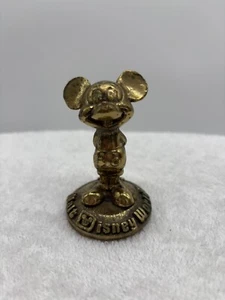 Walt Disney World Mickey Mouse Brass Paperweight Figurine Patina - Picture 1 of 11