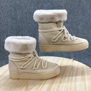 Calia Boots Womens 9 Hailey Moon Faux Fur Lined Winter Beige Leather Lace Up - Picture 1 of 18