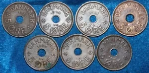 More details for denmark  - 7 x coin mix (5 ores 1927 - 1940)