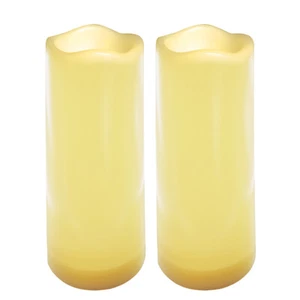 2 Pack Outdoor Flameless LED Pillar Candle with Timer Battery Operated 3"x7" - Picture 1 of 7