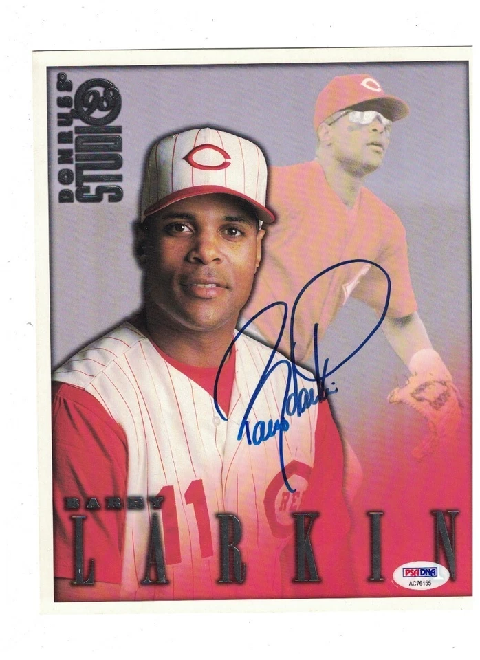 Barry Larkin Signed 1998 Donruss Studio 8x10 Card PSA/DNA Sticker Only - Image 1 of 1
