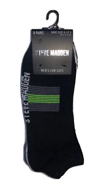 Steve Madden Calcetines Corte Bajo 8 Pares Hombres 6-12.5 Negro Blanco Gris con Logo Mixto ¡NUEVO! Foto 1 de 4