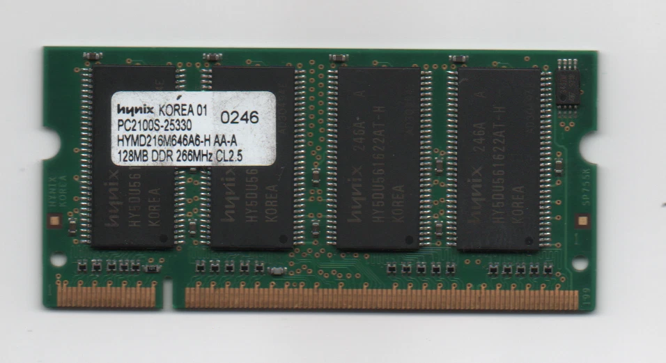 hynix PC2100S-25330 128MB DDR 266MHz CL2.5 SODIMM Laptop RAM - Image 1 of 1