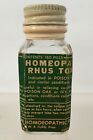 Vintage Whp Homeopathic Rhus Tox Clear Medicine Bottle Original Label Metal Lid