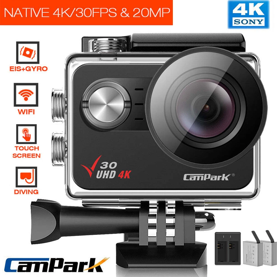 📸Campark 20MP Action Camera Sport 4K Video Touch Screen WiFi Underwater Camera