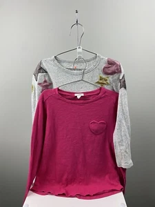 Crewcuts Girls Sparkle Star Heart Gray, Lot Of 2 Sweatshirts, Size 8-9 - Picture 1 of 10