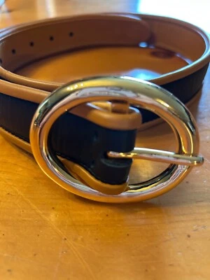 Cinto Feminino Diane Von Furstenberg Milly Preto Couro Mostarda M/G - Imagem 1 de 4