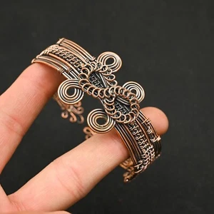 Designer Copper Wire Wrapped Cuff Adjustable Handmade Bangle Bracelet Jewelry - Picture 1 of 4