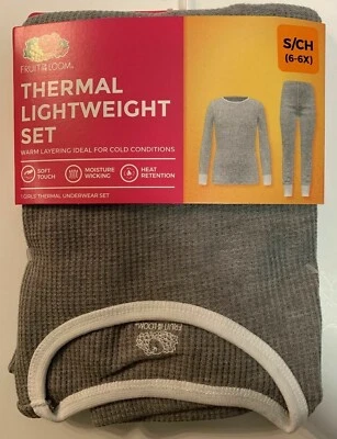Fruit of the Loom Niñas Térmico Ligero Gris Set 2 Piezas S/CH 6-6X #GDOT Foto 1 de 3