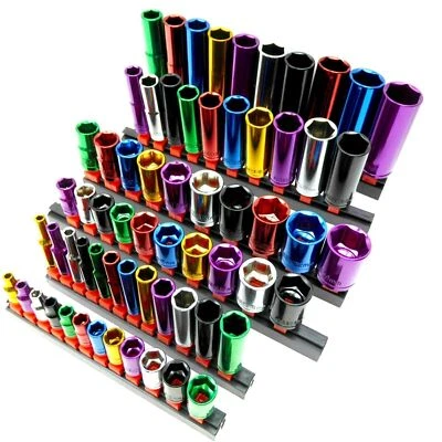 Metric Socket Set 1/4" 3/8" 1/2" Drive Deep Shallow Coloured - Image 1 of 4