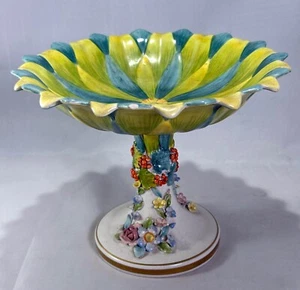 Plato de caramelo italiano Mottahedeh vintage raro con tallo cerámica porcelana - Imagen 1 de 10