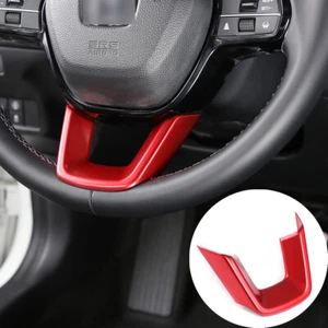 Steering Wheel Bottom U-shaped Decorative Frame For Honda Civic 22 ABS Red - Picture 1 of 9