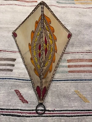 Moroccan sconce - Moroccan light  sconce- Moroccan leather and henna sconce - Imagem 1 de 3
