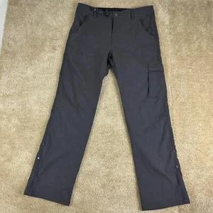 Prana Pants Mens Medium 34x32 Zion II Roll Up Belted gray Stretch Nylon Outdoors - Picture 1 of 11