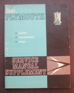 1961 Plymouth Savoy Belvedere Fury Service Manual Supplement - Picture 1 of 9