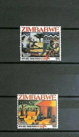 Zimbabwe - 2005 - Scott #1004-1005 - Mint Never Hinged - HIV & AIDS Cover