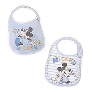 Mickey Mouse ~ Juego de BABS para bebés ~ 2 ~ Baberas azul claro ~ Nuevo con etiquetas ~ Tienda Disney - Imagen 1 de 4
