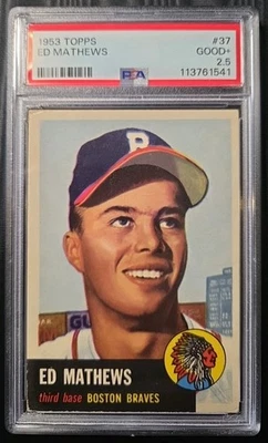 1953 Topps Eddie Matthews Vintage Cartão Base #37 BOSTON BRAVES - PSA 2.5 BOM+ - Imagem 1 de 2