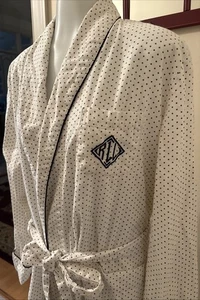 Lauren Ralph Lauren Bademantel Monogramed Polka Dot Weiß S/M 100% Baumwolle - Bild 1 von 14