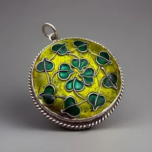 Antique Arts & Crafts Silver & Enamel Cloisonné Pendant/Locket - Picture 1 of 5