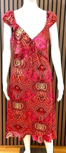 Vestido para mujer Anthropologie Plenty rosa funda de seda midi cachemira volantes boho - Imagen 1 de 7