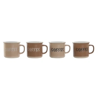 Ensemble de 4 mugs Home ESPRIT Marron Grès 285 ml 9 x 7 x 8 cm - Photo 1/4