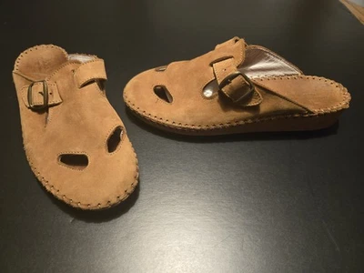 La Plume Italian  Golden Tan Leather Slide Sandal Eur Size 37 - Image 1 of 4