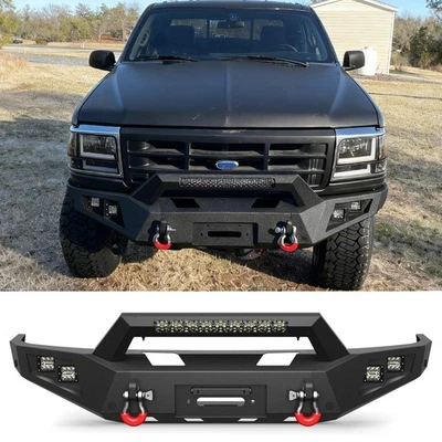 Front Bumper For 1992-1996 Ford F150/F250/F350/Bronco with Winch Plate &Lights - Image 1 of 4