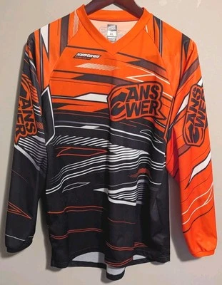 ANSR Answer Racing Orange Black Mens Spell Out Motocross Jersey Shirt Size XL - Image 1 of 4