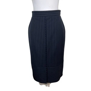 NWOT Hugo Boss Women's Navy Blue Vunka Pinstripe Pencil Skirt Size 8 Career CHIC - Picture 1 of 12