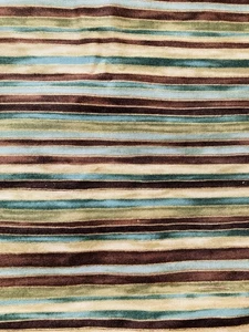 Fabric Traditions Fabric Green Teal Brown Sand Stripe Gold Metallic Accent 1.15Y - Picture 1 of 3