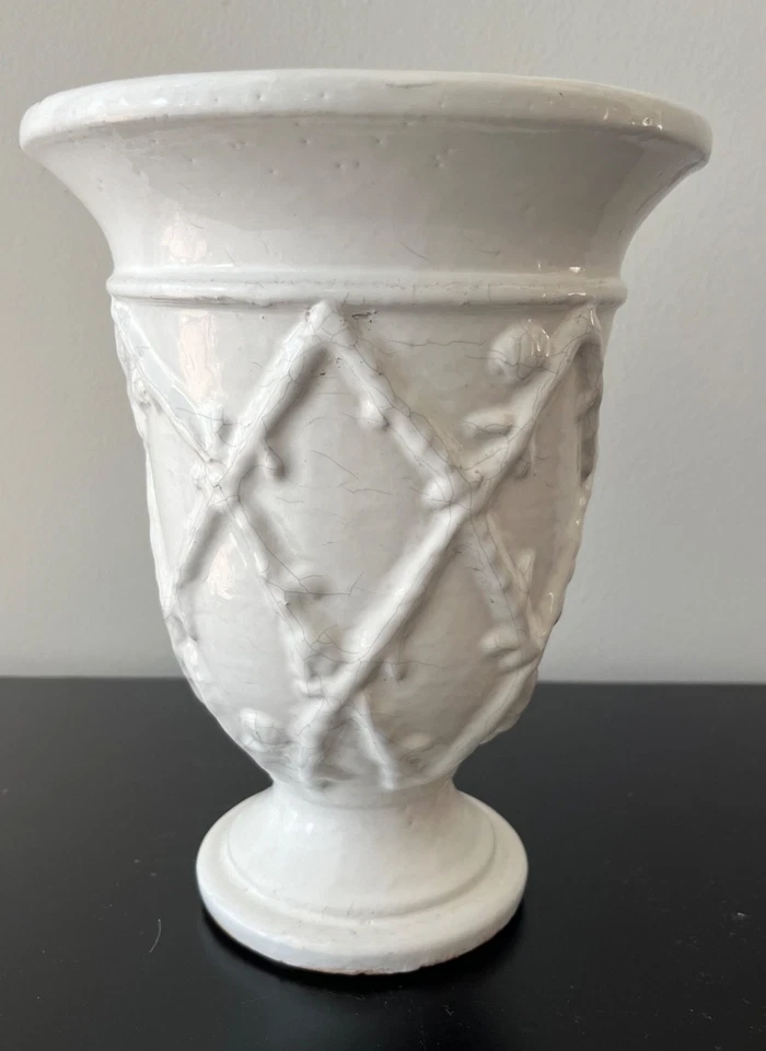 Pottery Barn LILLY PULITZER weiß Terrakotta 9" Übertopf Vase Sockel Urne - Bild 1 von 4