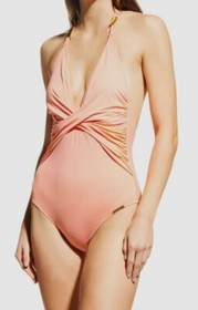 $253 Lise Charmel Womens Pink Seduction Twisted Halter One-Piece Swimsuit Size L