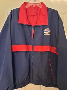 Men's Miller Lite Beer Racing jacket Blue/Red reversible Hartwell sz Large NWOT - Picture 1 of 6