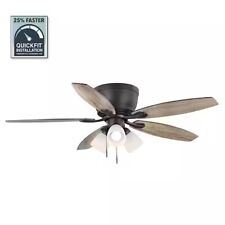 Hampton Bay Sidlow 52 in. Indoor LED Bronze Hugger Dry Rated Ceiling Fan