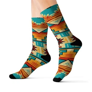 All Over Print Adult Socks Southwestern Navajo Pattern Aztec Native American - Picture 1 of 9