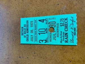 1975 Syracuse Chiefs v Memphis Blues Baseball Ticket Ron Guidry Bobby Cox 