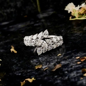 1.45 Ct Lab Grown CVD Marquise Pear Shape Diamond Ring 18k White Gold Jewelry - Picture 1 of 7