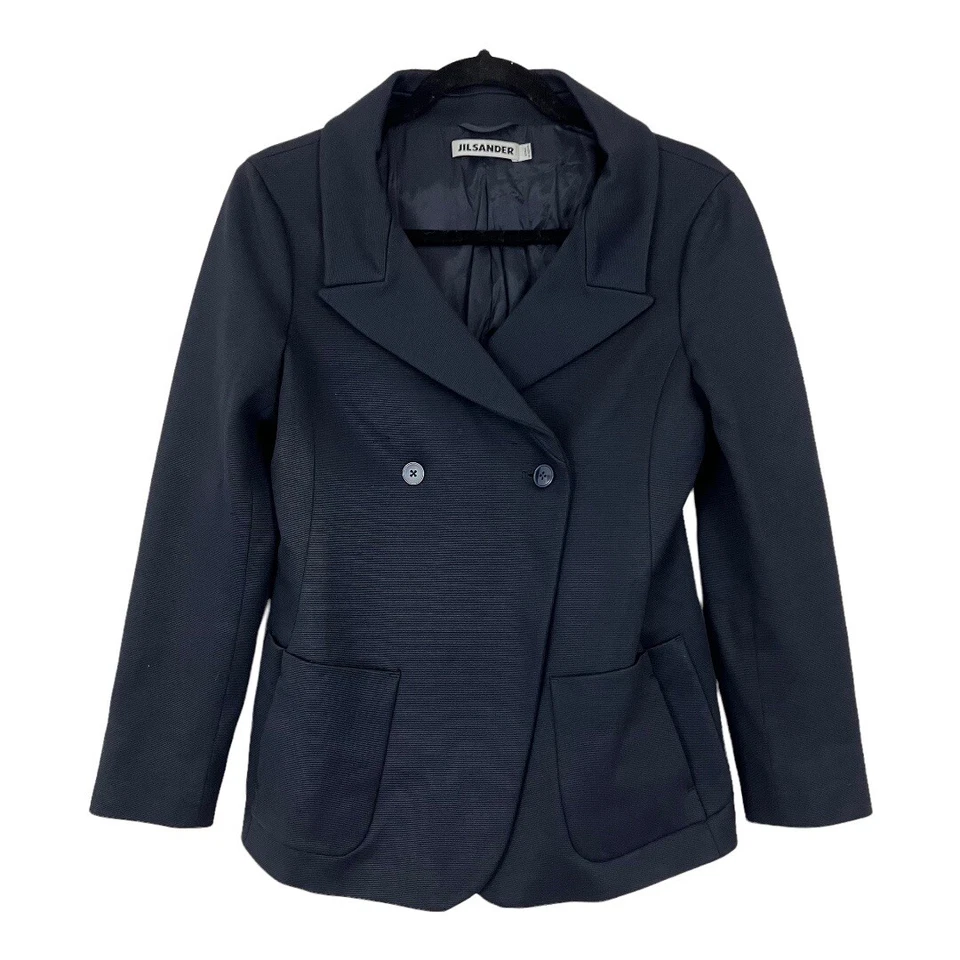 Blazer Jil Sander feminino tamanho 40 azul marinho jaqueta peito duplo - Imagem 1 de 4